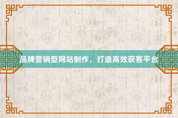 品牌营销型网站制作，打造高效获客平台